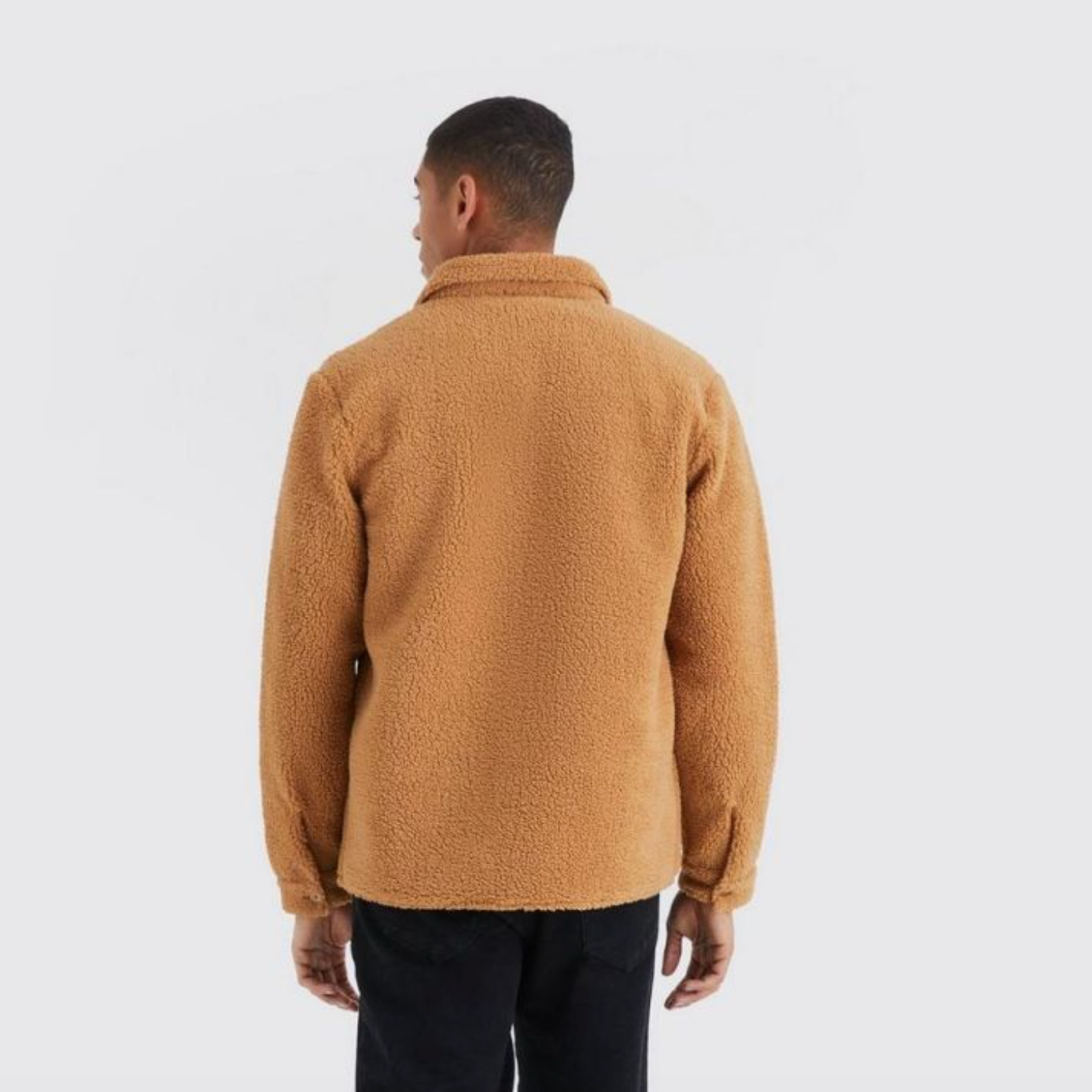 Men Spring Autumn Jacket Woven Loose Fit With Polo Collar Button Front And Side Pockets