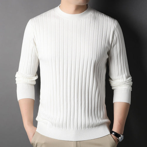 Men Autumn Sweater Slim Fit Knit With Round Neck And Long Sleeves