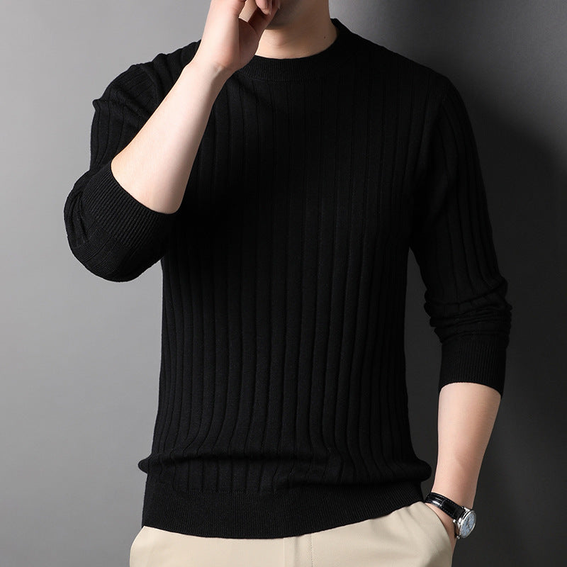 Men Autumn Sweater Slim Fit Knit With Round Neck And Long Sleeves