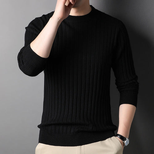 Men Autumn Sweater Slim Fit Knit With Round Neck And Long Sleeves