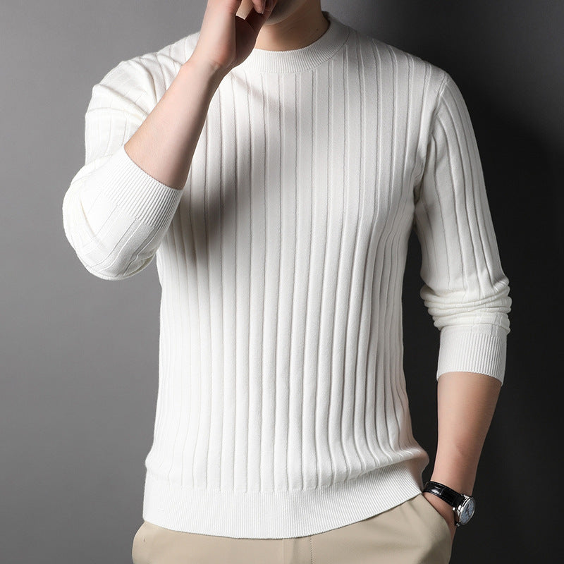 Men Autumn Sweater Slim Fit Knit With Round Neck And Long Sleeves
