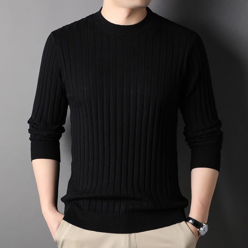 Men Autumn Sweater Slim Fit Knit With Round Neck And Long Sleeves