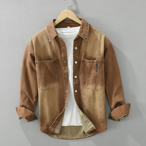 Men Spring Autumn Jacket Solid Color Loose Fit With Regular Length