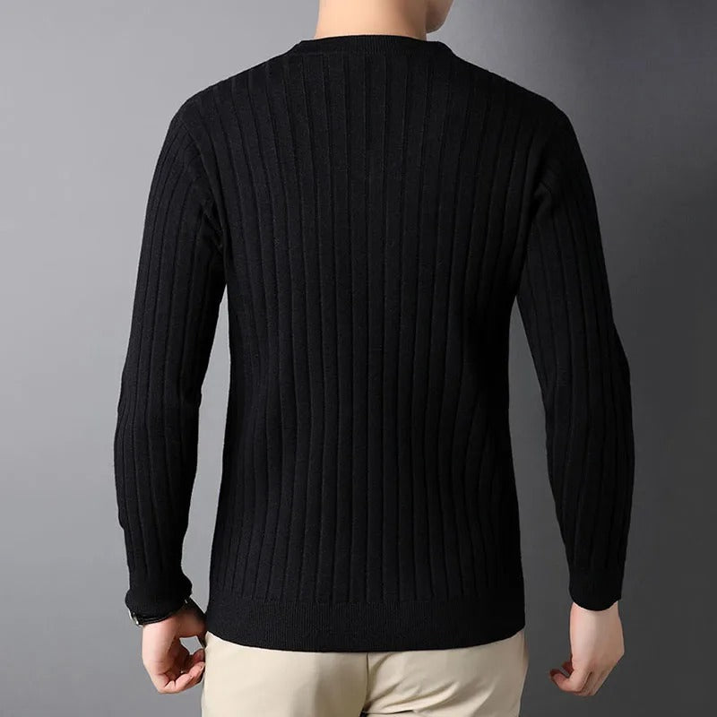 Men Autumn Sweater Slim Fit Knit With Round Neck And Long Sleeves